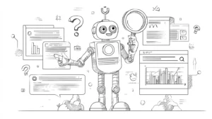 Strichzeichnung einer Künstlichen Intelligenz