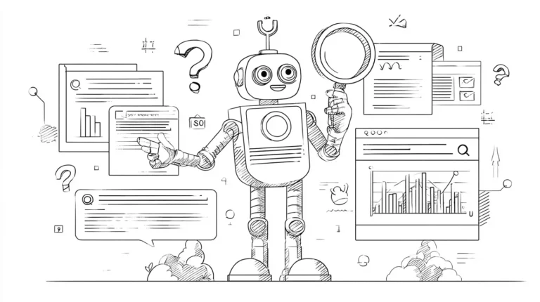 Strichzeichnung einer Künstlichen Intelligenz